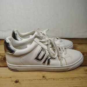DKNY Abeni Women's‎ Size 11 Lace Up Sneakers Low-top Casual White Silver